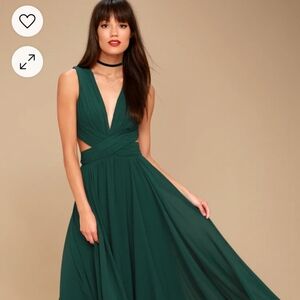 Lulu's Forest Green Cutout Maxi Dress